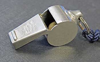 One of the most frequently used whistles, an 'Acme Thunderer'