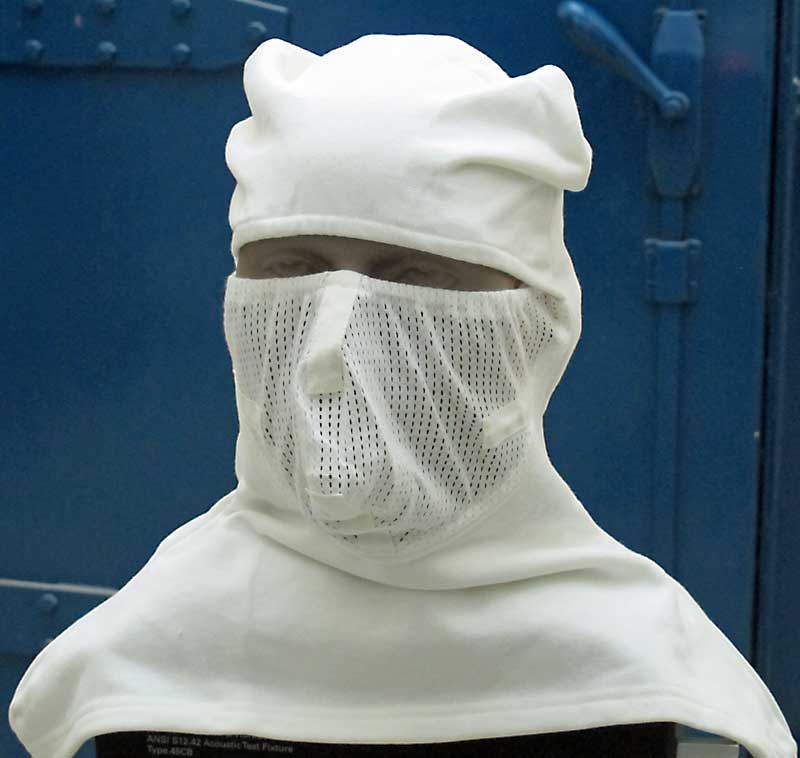 An anti-flash hood as used in the Royal Navy