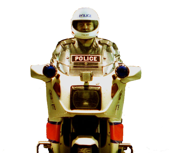 Photo: police motorcyclist with a helmet